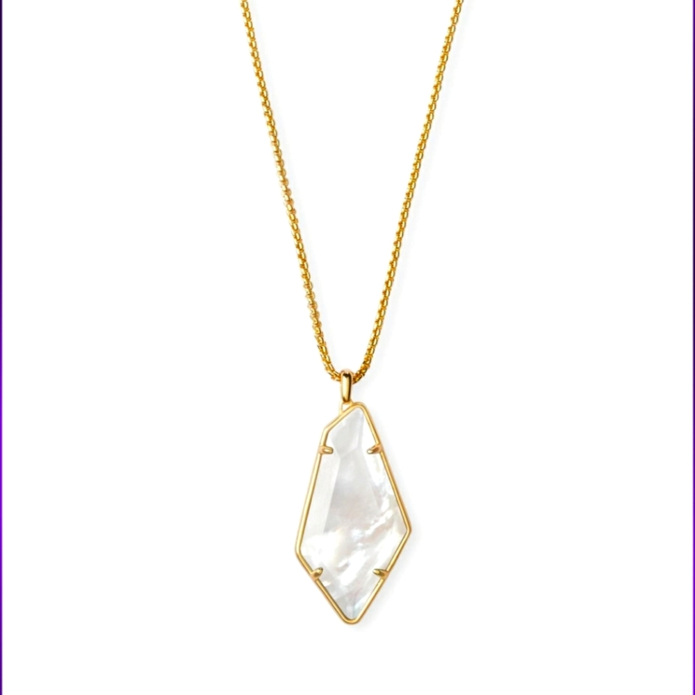 Kendra Scott Lilith Long Pendant Necklace in Ivory Mother-of-Pearl, Gold-Plated